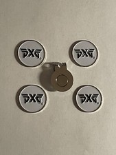  4 PXG Logo Design 1" Coin Style Golf Markers W/BONUS HAT CLIP - A Great Deal 