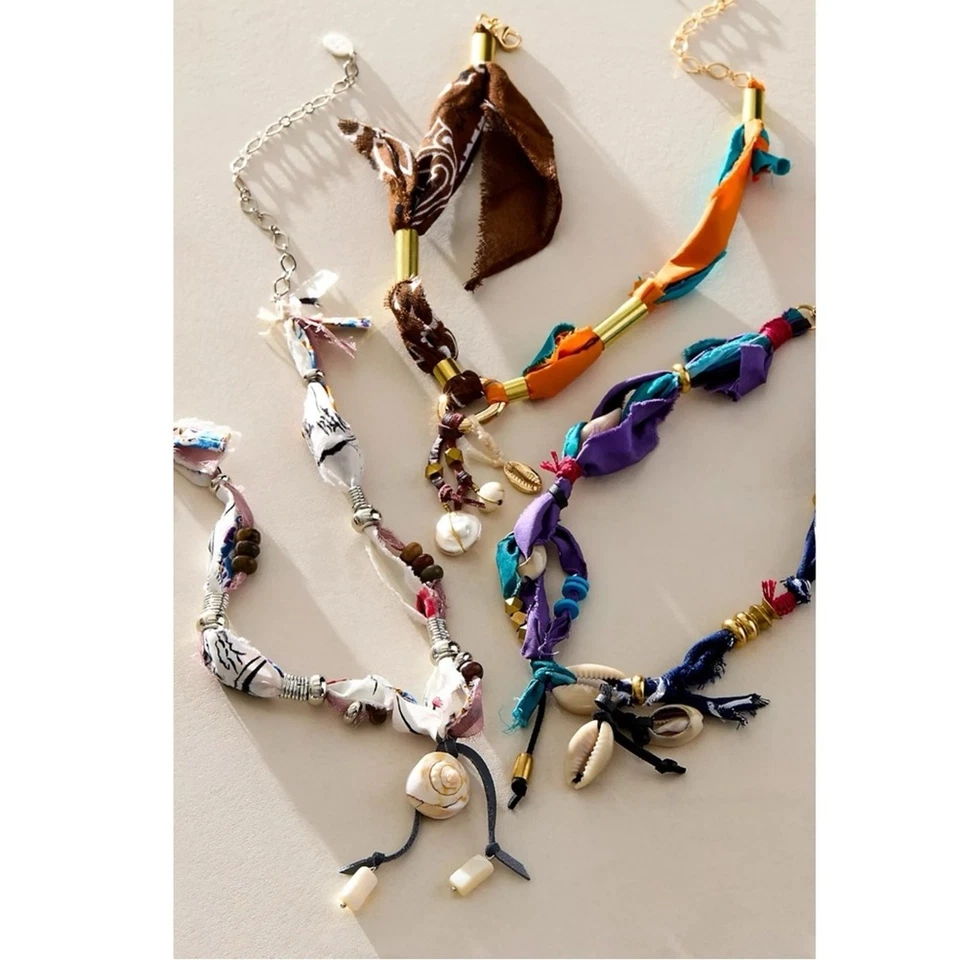 Gargantilla Free People Ariana Ost Alpha en azul marino nueva con etiquetas collar bohemio gitano Foto 4 de 4