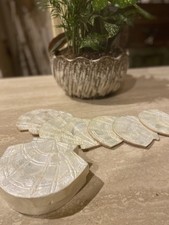 Coasters Motoof Pearl Capiz Shell Nautical Coastal Set Of 6 Bar wear Beach House