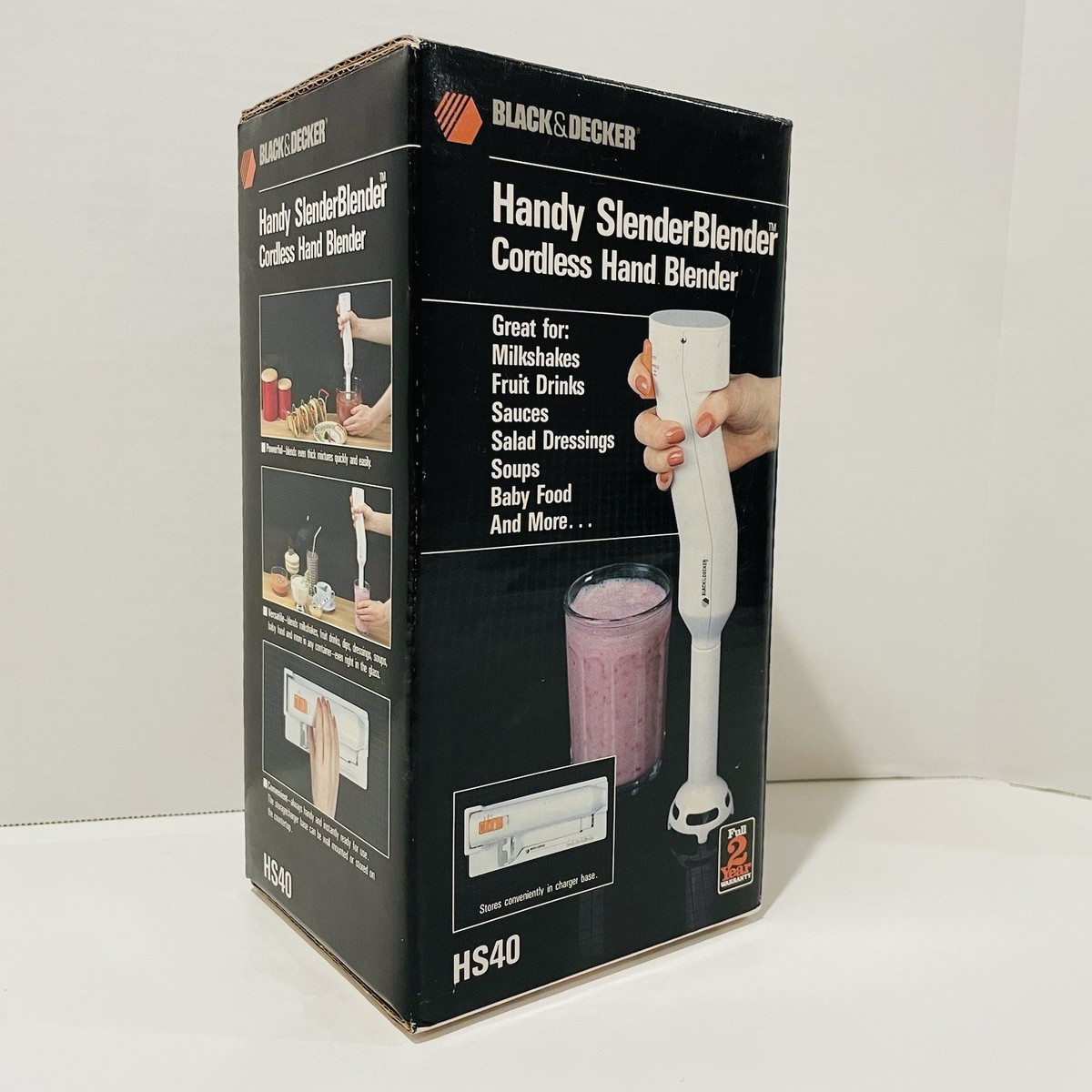 Vtg Black Decker Handy SlenderBlender Cordless Hand Blender HS40, New in  Box