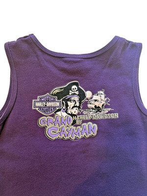 Vintage Harley-Davidson Women s Small Purple Grand Cayman Pirate/Ship Tank Top