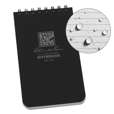 Rite in the Rain 3'' x 5'' Top Spiral Notebook Notizblock Wasserfest 735 black