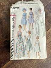 Vintage 1964 Simplicity 5872 Wedding Gown / Bridesmaid Dresses Bust 38
