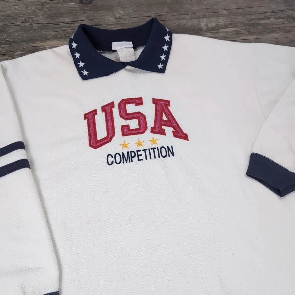 Pullover polar vintage años 80 EE. UU. Competición Juegos Olímpicos manga larga cuello estrellas L Foto 3 de 4