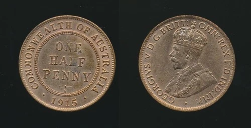 1915 George V Half Penny — photo from the most recent tracked eBay sale