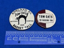 Vintage Lot 2 Ashland Tomcats Basketball Pinback Buttons 1928 National Champions