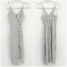 Urban Outfitters Womens Nautical Beachy Nantucket Striped Linen Blend Midi Dress