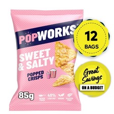 PopWorks Crisps Sweet And Salty Sharing Popped Snacks 12 Bags x 85g