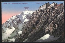 Payerhütte /Ortlergipfel, Berghütte mit Ortlergipfel, Ansichtskarte 