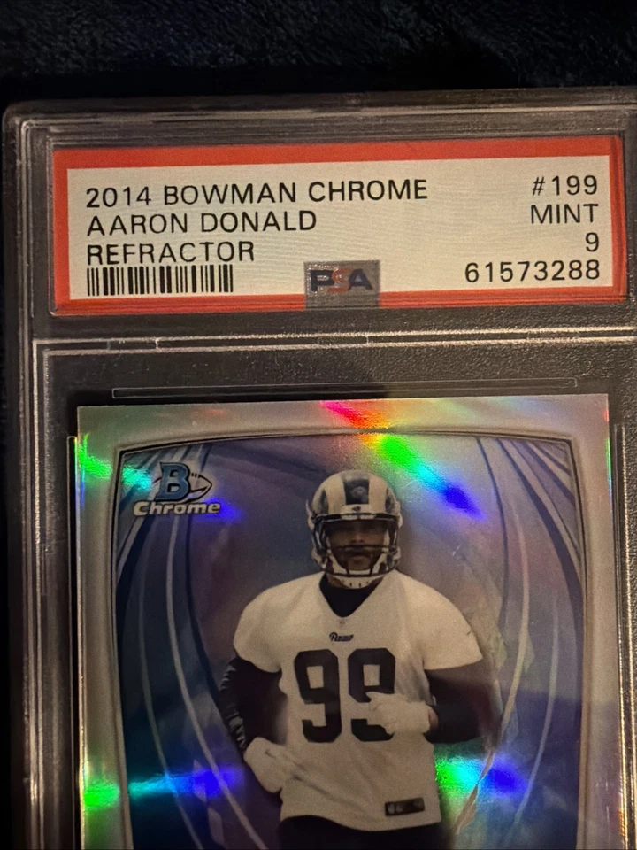 2014 Bowman Chrome Aaron Donald Rookie Pulsar Refractor RC PSA 9 Los Angeles Ram - Image 2 of 4