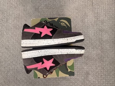 A Bathing Ape BAPE STA Black Grey Pink Nubuck Star Men's Sneakers Size 11