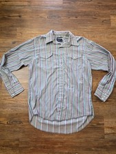 Vintage 80s Wrangler Western Pearl Snap Shirt L Striped Cowboy Core Rodeo USA
