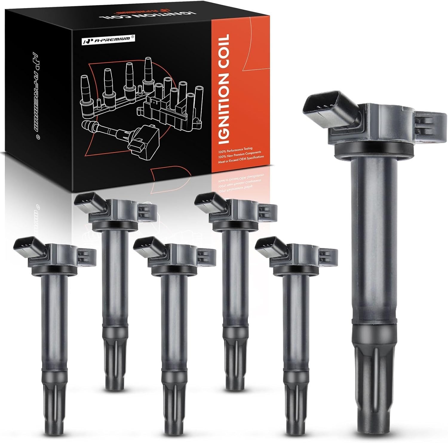 6PCS Bolt-On Ignition Coils for Toyota, Lexus & Lotus - V6 Engine Compatibility
