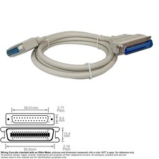 Cable Parallel Printer Centronics 36-Pin Male D-Sub DB25 25-Pin 6FT IEEE 1284