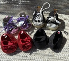 Lot Of 4 Pairs Of Build-a-Bear Shoes Glitter, Red Black Tennis And Sparkle