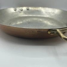 Vtg Dehillerin Copper Paella Pan Gratin Tin Lining Brass Handle France