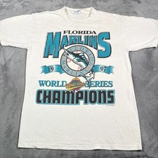 Vintage 1997 Miami Marlins World Series Champions T-Shirt Mens Large Baseball