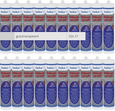 20 x Beko Silicon pro4 Premium grautansparent Silikon Abdichten á 310 ml