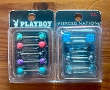 Menge 9 Bauchnabel Langhanteln 14G Edelstahl - Playboy & andere