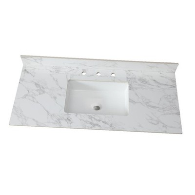 Bathroom Vanity Top Sintered Stone Rectangular Undermount Sink White Cabinet