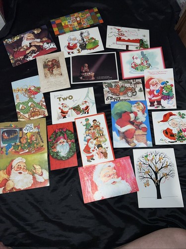 18 Used Christmas Santa Claus MCM Vintage Greetings Cards Christmas Card Used - Picture 1 of 13