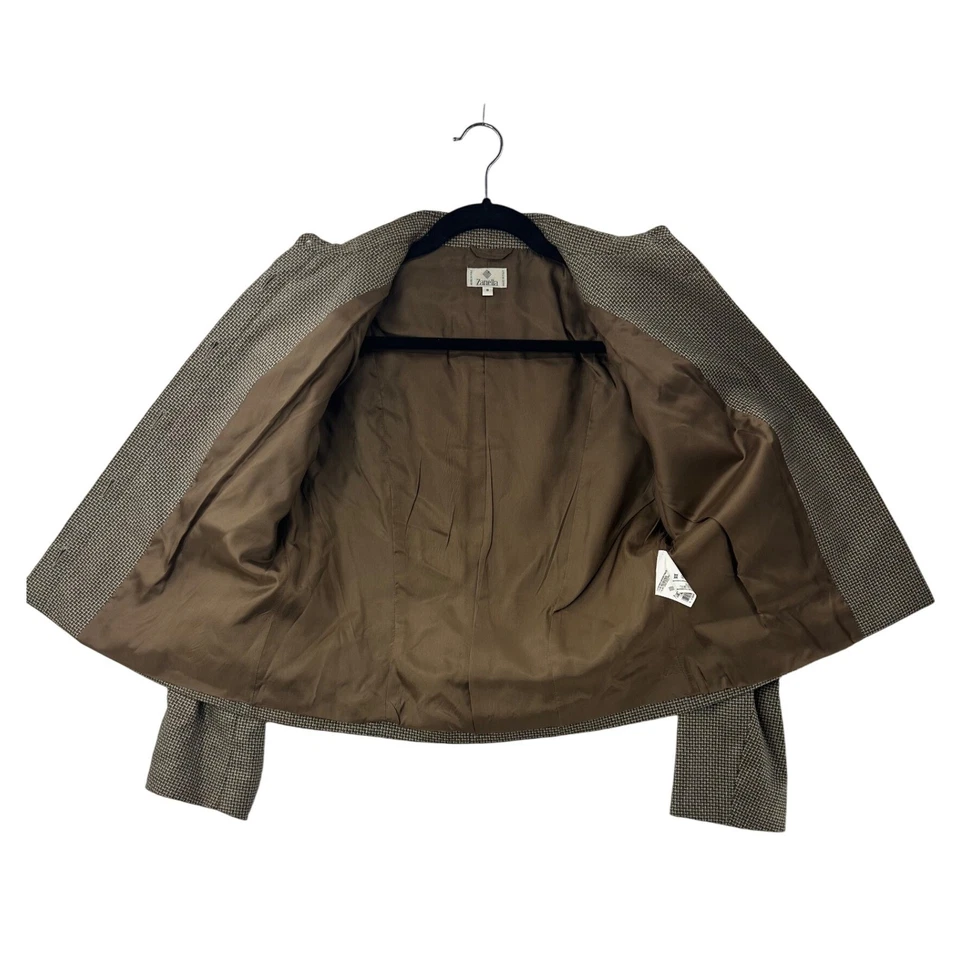 Chaqueta Blazer de Pata de Gallo Marrón para Mujer Hecha en Italia Talla 8 Foto 3 de 4