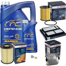 BOSCH Inspektionspaket 6L MANNOL Defender 10W-40 für Mazda 5 CW 1.6 CD