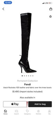 BRAND NEW Fendi Calfleather Boots Long Boots Size 38 US 7.