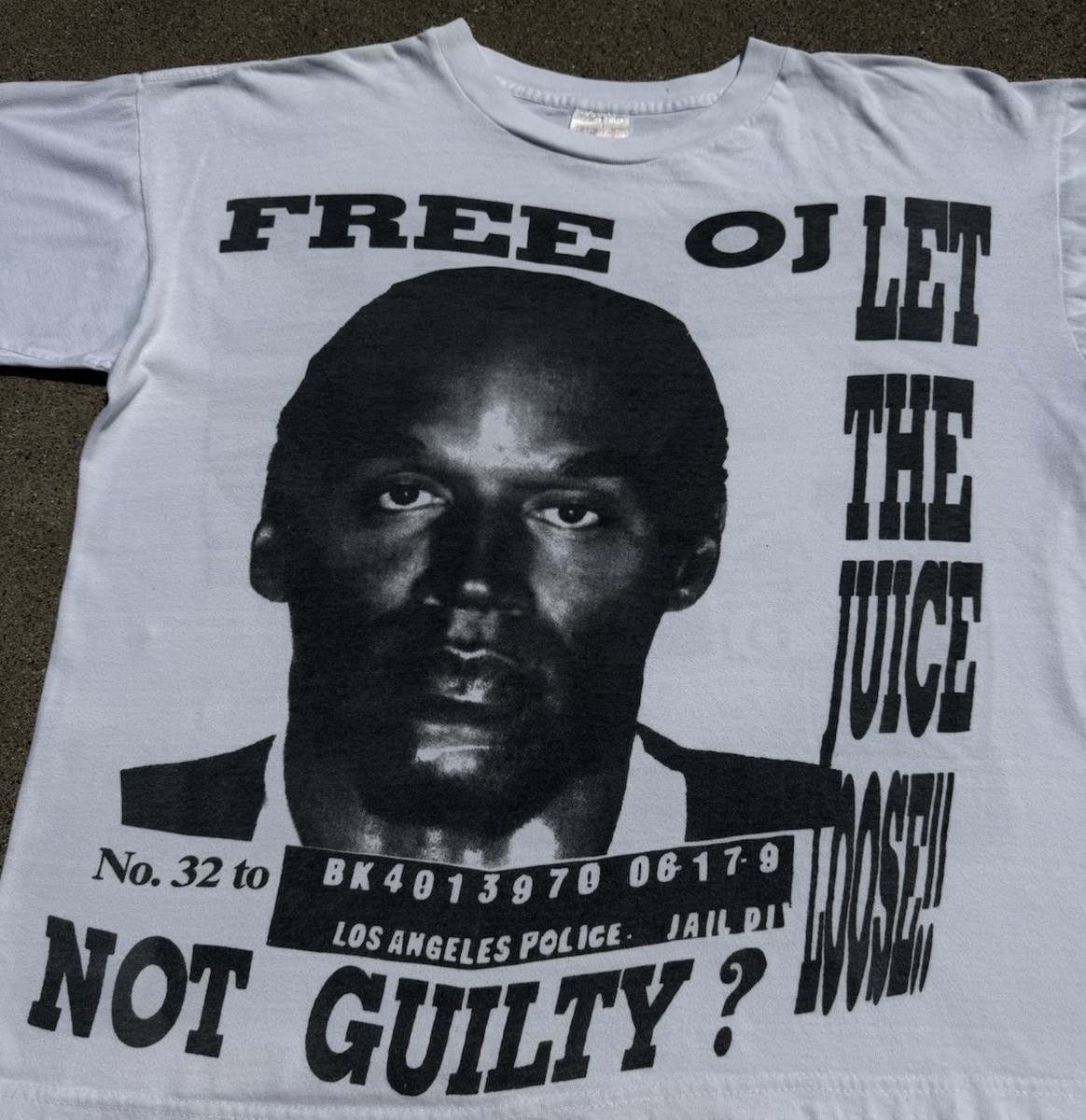 Vintage 90s OJ Simpson Free OJ Let The Juice Loose Rap Style T