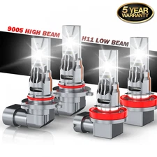 4X For Peterbilt 579 389 White 9005 H11 LED Combo Bulbs Headlight High-Low Beam