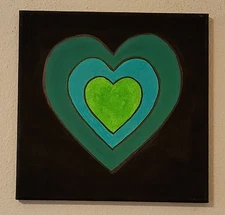 Heart Painting On Canvas Original Acrylic Painting On Stretched Canvas 12x12"