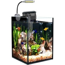 1.5 Gallon Fish Tank Starter Kit Glass Aquarium with Filter LED Light Betta