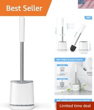 Toilet Brush and Holder Set - Bristles Bowl Brush Head with Ventilated Holder...