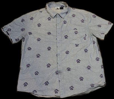 PBR Pabst Blue Ribbon Shirt Mens Small Blue Short Sleeve Button Up Beer Casual