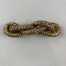 VTG Barrette Twisted Rope Metal Mesh Gold Tone Hair Clasp France Wahba