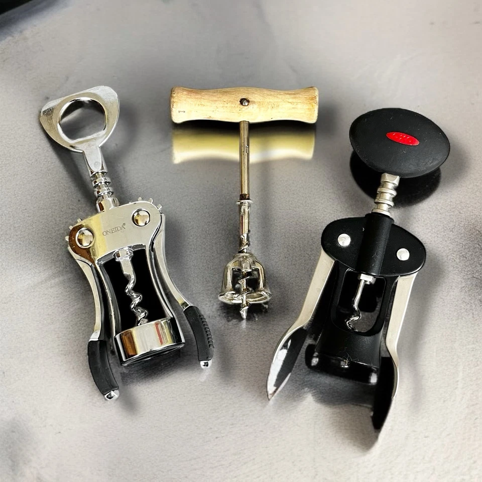Lot of 2 Stainless Steel Mechanical Winged Corkscrew Wine Bottle Opener Set - Image 2 of 4