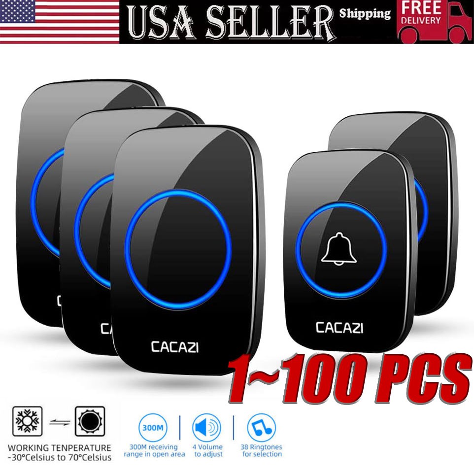 Wireless Doorbell Chime Waterproof  Receiver Adjustable Volu