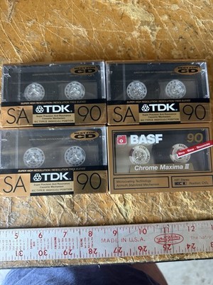 Lot of 4 Sealed TDK SA90 & BASF Chrome Maxima II 90 Type II Cassette Tapes