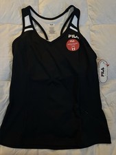 Fila Sports Women  s Black Racerback Athletic Workout Tank-Built In Bra Small-NEW