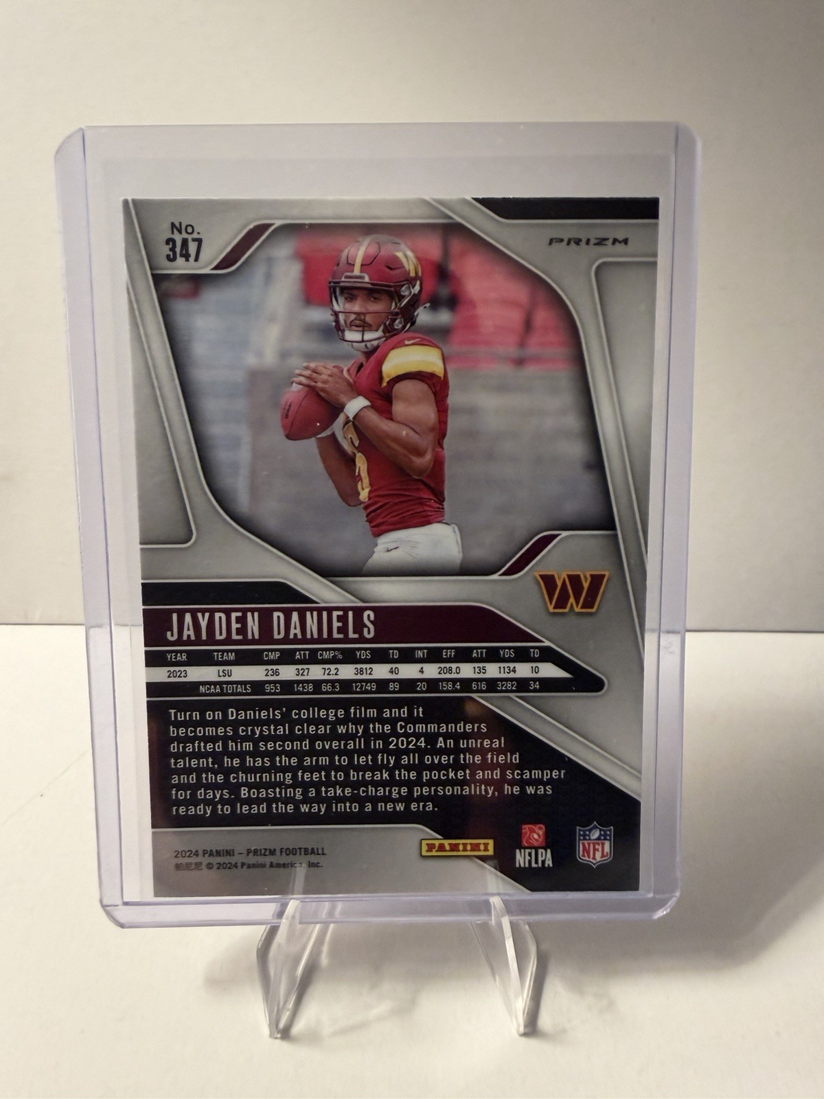 2024 Panini Prizm Jayden Daniels RC Orange Lazer Prizm #347 Commanders Rookie view 5