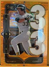 2025 Panini Select Jose Canseco Select Numbers 33 Orange Pulsar Prizm 02/15