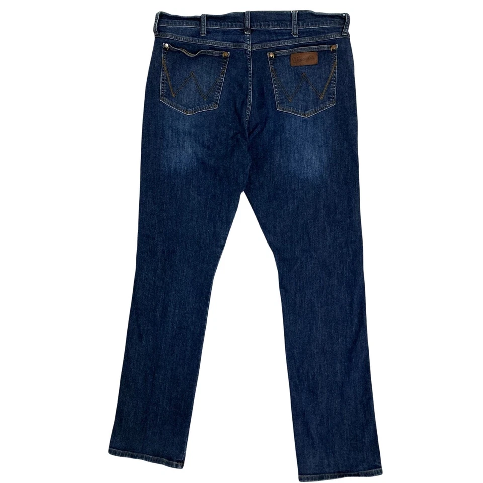 Wrangler Retro Slim Straight Jeans Mens 38X34 Blue Dark Wash Cowboy Western - Image 2 of 4