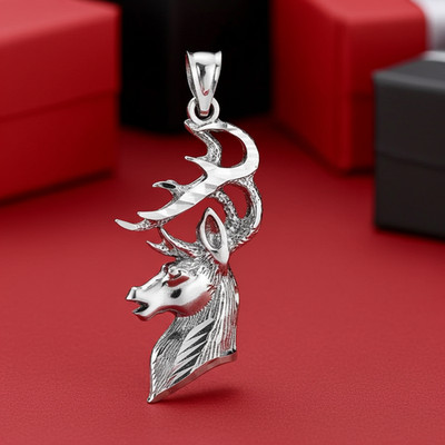 Sterling Silver Deer Buck Head DC Pendant