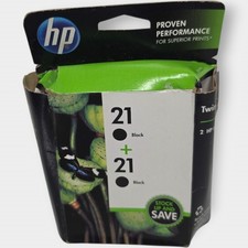 Genuine 2 Pack HP 21 Black Ink Cartridges Expired 2016 Sealed