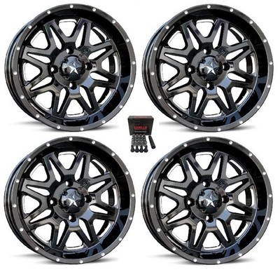 MSA M26 Vibe ATV Wheels/Rims Black Mill 14'' Kawasaki Brute Force IRS (4)