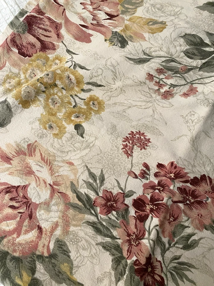 DE COLECCIÓN AÑOS 90 BOHEMIO JACOBEO FLORAL CEPILLADO GRUESO ALGODÓN SÁBANA PLANA TALLA REINA Foto 3 de 4