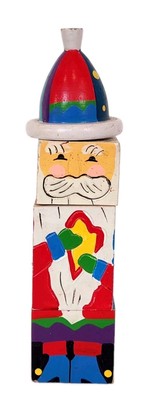 Vintage Rotating Hand Painted Etched 4-Sided Puzzle 7'' Wood Block Santa Claus
