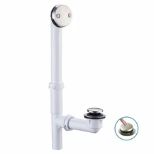 Tubular Bath Tub Drain Kit 1-1/2" with Brushed Tip-Toe Bathtub Drain Stopper,...