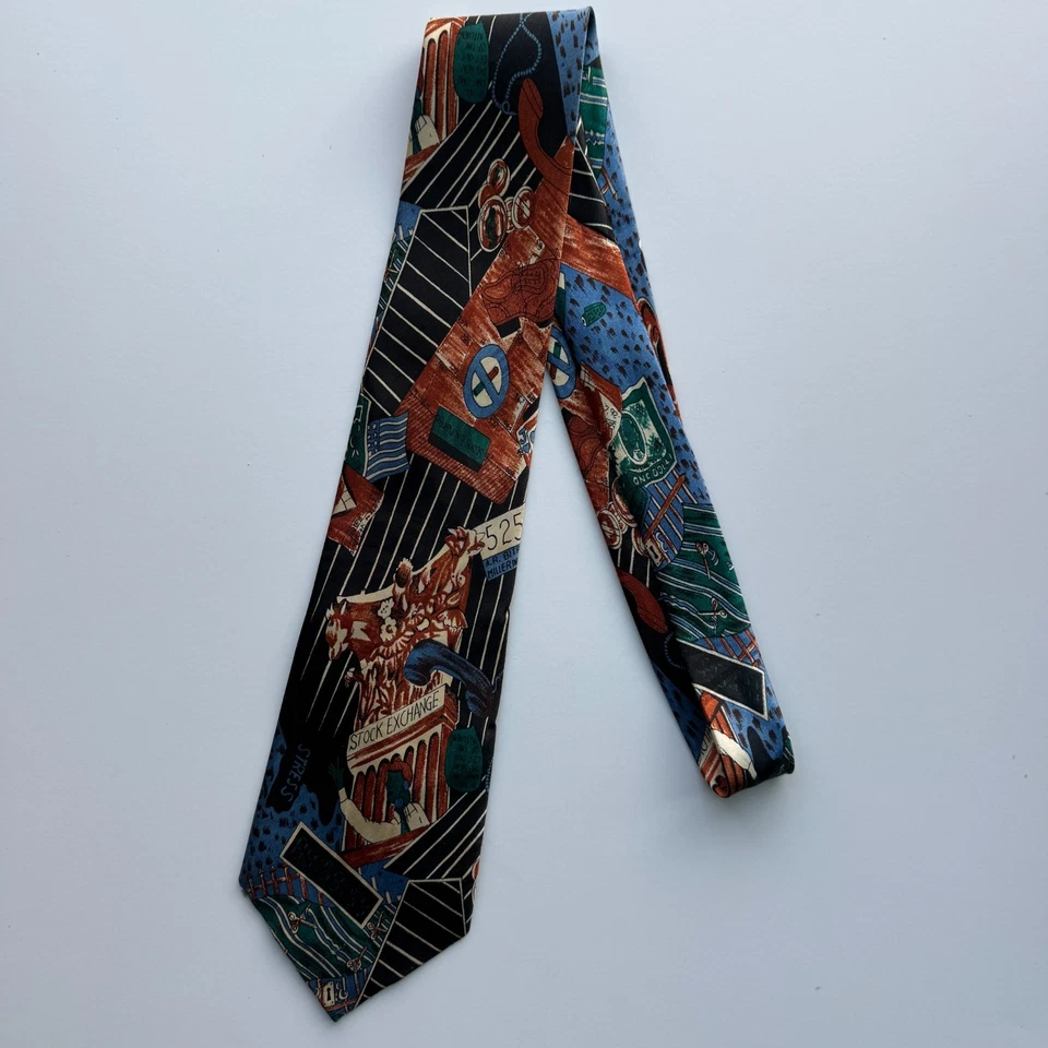 Corbata Enigma hecha a mano para hombre 58x3,75 Bolsa Wolf of Wall Street vintage Foto 2 de 4