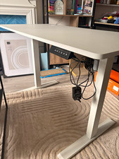 Electric Height Adjustable Standing Desk White 120x60cm Metal Freestanding